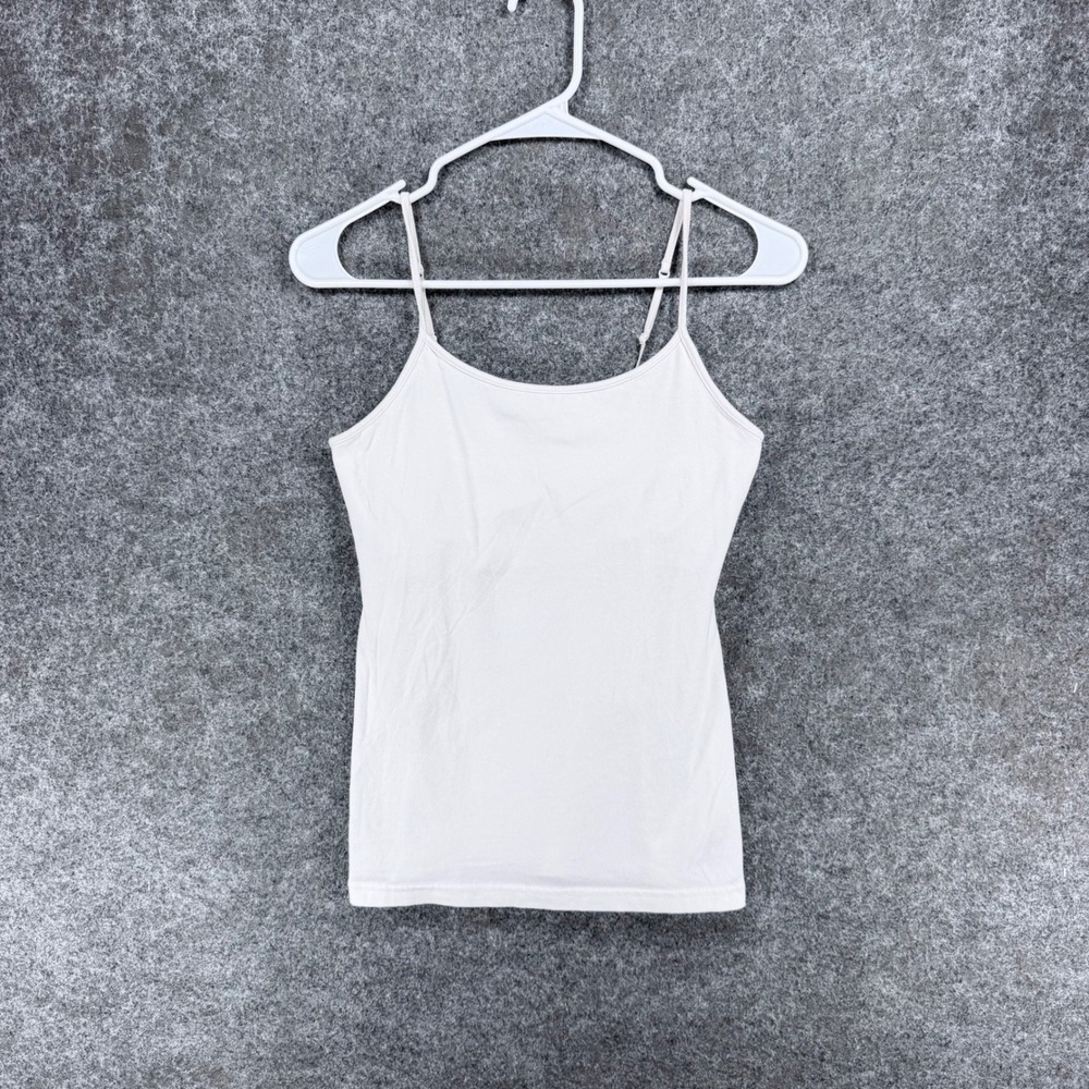 Gap Women's S White Fitted Camisole Tank Top Built-In Shelf Bra Stretch Cotton